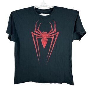 Marvel Spider-Man Black T-Shirt Size XL Mens Cotton Red Logo Graphic Tee